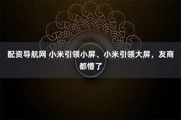 配资导航网 小米引领小屏、小米引领大屏，友商都懵了